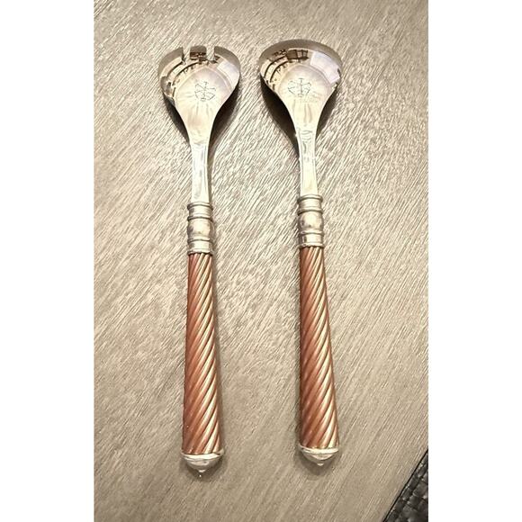 Southern Living Chesapeake Stainless Twisted Handle Salad Server Set Spoon Fork - Picture 2 of 8
